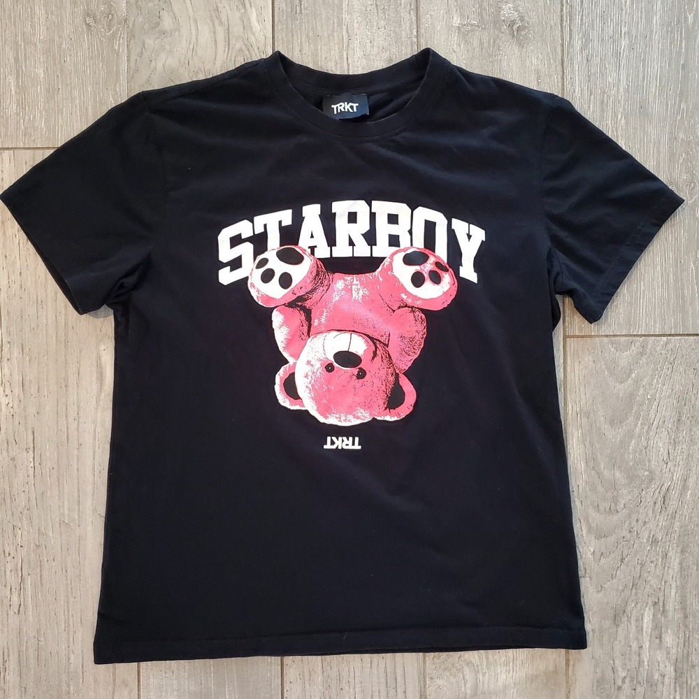 TRKT x Azis Starboy Black T-Shirt With Pink Bear Adult Medium Tarikuti